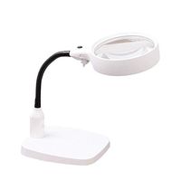 Loupe Desktop Illumination Magnifier with LED Light 10X HD Lens for Book Reading Jewelry Appraisal Watch ABS Silver 110mm Magnifier