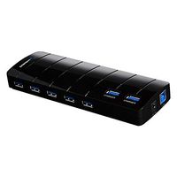 Sabrent 7 Port USB 3.0 Hub with 4A Power Adapter support Fast charging Function [VIA VL812 Chipset] (HB-J3U7) (Renewed)