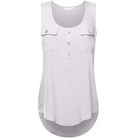 Jophufed Tank Tops for Wome,T Shirt Casual Blouses O-Neck Sleeveless Vest Sexy Loose Tank Tops White