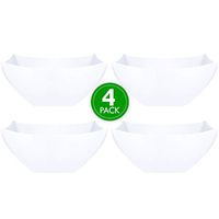 Plasticpro Disposable Square Serving Bowls, Party Snack or Salad Bowl, Plastic Clear or White Pack of 4 (8 OUNCE, White)