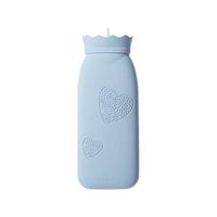 525ML Large Size Long Style Silicone Hot Water Bottle with Gift Box Hot Water Bag for Pain Cold with Knit Cover (Color : Blue)
