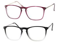 SOOLALA Designer Large Horn Rimmed Clear Lens Eyeglass Frame Reading Glasses, RedTransparent, 2.75