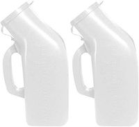 Urinals for Men(2 Pack) - 34oz/1200mL Thick Plastic Mens Bedpan Bottle-on Lid - Spill Proof Urinary Chamber - Male Portable Pee Bottles - Travel Urine Collection Containers