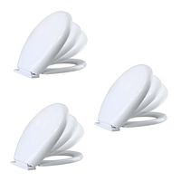 Toilet Seat Slow EZ Close No Slam Plastic Round White Set Of 3