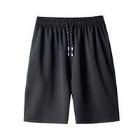 Canserin Men's Classic Fit Casual Jogger Gym Workout Short Pants with Elastic Waist(Black,XL)