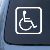 Handicap Wheelchair Logo - Vinyl 5" tall (Color: WHITE) decal laptop tablet skateboard car windows stickers