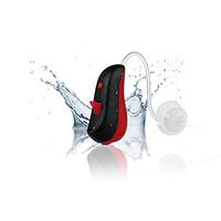 Jinghao Hearing Amplifier Waterproof, Digital Sound Amplifier, Small Noise Cancelling, 12 Days Battery Life (Black & Red)
