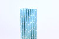 Light Blue with White Star Paper Straws (25)