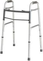 Folding Walker Deluxe 2 Button Without Wheels | Foldable, Lightweight Design | Mobility Walker for Adult Seniors Disabled, Adjustable Height for Short, Average and Tall People