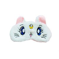 dressfan Cute 3D Fluffy Animal White Cat Eye Mask for Sleeping Breathable Eyeshade Soft Plush Cartoon Sleeping Mask with Cat Ears Kids Adult Women