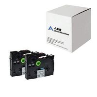 AIM Compatible Replacement for EZ Labels Black on White P-Touch Label Tape (1/2in X 26.25Ft.) (2/PK) - Compatible to Brother TZE-2312PK - Generic
