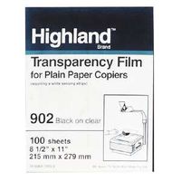 3M 902 Clear transparency film for copiers, with sensing stripe, 8 1/2 x 11, 100/Box Category: Transparency Film