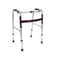 LIBWX Foldable Elderly Walker, Red Flat Steel Walker Double Armrest Auxiliary Rehabilitation Equipment 53 × 45 × 74 (92) cm