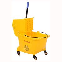 JJLL Side Press Wringer Combo Commercial Mop Bucket on Wheels, 24L/32L, Yellow (Size : 32L)