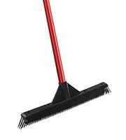 RAVMAG Rubber Broom Lightweight- Slanted Soft Bristles- Picks up Dust & Hair- Perfect for Cleaning Hardwood, Vinyl Carpet Cement Tile Windows- Scratch Free!