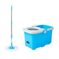 KONGZIR Mop Mop and Bucket Cleaning Set Hangable with Storage Drawer Household Blue Head2