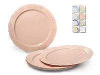 " OCCASIONS" 40 Plates Pack, Vintage Party, Disposable Wedding Party Plastic Plates (10.25'' Dinner Plate, Portofino Blush/Antique Rose)