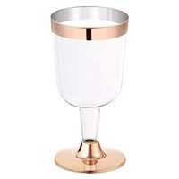 6PCS Rose Gold Rimmed Plastic Cups | Hard Clear Plastic Cup | Disposable Ideal For Glamour Parties | Fancy Wedding Tumblers | Sturdy & Crystal Clear | Elegant Design | Plastic BPA Free
