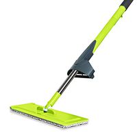 Guay Clean Microfiber Flat Mop - Hands-Free Self-Wringing - Dry and Wet Cleaning - Telescopic Stainless Steel 180 Degrees - for Home Kitchen Office and All Floor Surfaces with Handle - Green