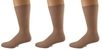 Sierra Socks Men's Diabetic Cotton Dress Casual Crew Ribbed Smooth Toe M11 (Shoe Size 10-12, Sock Size 10-13, Khaki 3 Pair)