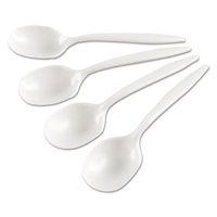 GEN MWSSIW Medium-Weight Cutlery, Soup Spoon, White, 6 1/4-Inch, Plastic, Wrapped, 1000 Carton