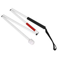 Blind Stick, 4-Sections Aluminum Folding Walking Cane with Red & White Reflector Tape for Vision Impaired Blind People and Nighttime Visibility (50 Inch)