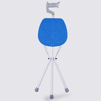 DSHUJC Crutch Stool Foldable Cane seat Aluminum Alloy Pipe Bow Type Massage Grip with LED Light for Indoor and Outdoor Activities,B