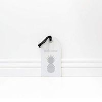 5.25" X 10" X .25" Wood Tag (Welcome) White/Gray – 10590