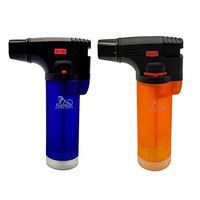 LUBINSKI 2 Pcs Cigar Lighter Windproof Butane Big Single Torch Jet Blue Flame Cigarette Lighter for Cigar Cooking BBQ Topsense (Multicolor Sales) (Orange+Blue)