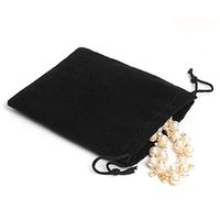 SHUO 7" X 5" Elegant Black Velvet Drawstring Jewelry Bags，pack of 20