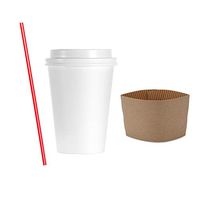 (500 Sets) 12 oz White Paper Hot Cups with Dome Lids and Sleeves with FREE BONUS Stirrers, Disposable To Go Coffee Cups with Travel Lids, Ideal for Latte, Cappuccino, Tea & Chocolate
