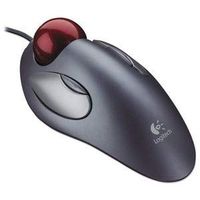 Logitech Trackball, Right/Left Hand, 3-1/2"x6-3/4"x2", Red/Silver