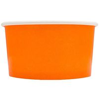 [50 Count] Orange Paper Ice Cream Cups - 4 oz Small Dessert Bowls - Comes In Many Colors & Sizes! Frozen Dessert Supplies