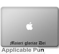 Maiori Gloriae Dei - Latin Text - Greater Glory of God - Black Vinyl Decorative Decal Sticker - Sized for 13" Macbooks or Car