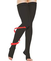 JANVUR Thigh High Compression Stockings, Firm Support 15-20 mmHg Gradient Compression with Silicone Band for Women & Men - Medical Support Hose Treatment Varicose Veins Swelling Edema(Open Toe)