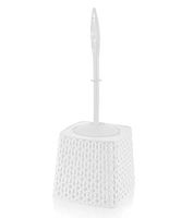 American Dreams Home Goods Knit Design Toilet Brush Holder Caddy and Toilet Brush Bathroom Decor (White)