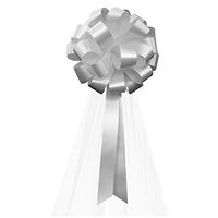 Silver Wedding Pull Bows with Tulle Tails - 8" Wide, Set of 6, Anniversary, Birthday, Christmas