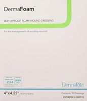 Dermarite Industries Derma Foam Non-Adhesive Foam Dressing, 4x4.25, 10 Count
