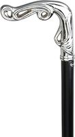 Chrome Plated Vine Fritz Walking Cane with Black Beechwood Wood Shaft