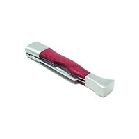 3-n-1 Tobacco Pipe Tool - Rosewood and Stainless Steel. 3 in 1 Tool Features a Pipe Chamber Reamer, Bowl Spike and Reinforced Tamper (Red)