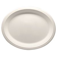 Durable Eco-Friendly 12.5" x 10" Bagasse Plates(Oval) - Pack of 100 White Plates. Microwave Safe, Compostable, Made from Sugercane Fibers (100 Count)