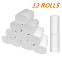 12 Rolls of Toilet Paper, 4-Ply Skin-Friendly Paper Towels Household Rolls Tissue, Hand Towels Toilet Paper Toilet Roll Tissue Napkin for Washroom, Kitchen, Workshop or Restaurant (White)