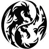 Dragon Yin Yang - Tribal Decal Vinyl Removable Decorative Sticker for Wall, Car, Ipad, Macbook, Laptop, Bike, Helmet, Small Appliances, Music Instruments, Motorcycle, Suitcase [a]