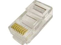 RJ45 3 Prong 50 Micron 8P8C Cat5e Modular Data Plug for Solid Wire, Pack of 100