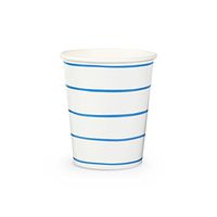Daydream Society Frenchie Striped Paper Party Cups, Pack of 8, Cobalt Blue