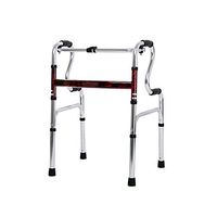 PIWYHOW Adult Height Adjustable Folding Walker, Portable Aluminum Elderly Rehabilitation Standing Aid, Compact Lightweight Walking Frame, Silver