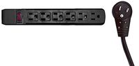 6 Outlet Surge Protector 15A 120V with Flat Rotating Plug 4ft Power cord 3 Prong 6 Outlet Power Strip with 4 Feet Power Cable and 360 Degree Rotating Plug, Black CNE471209