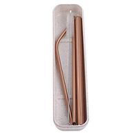 YouCY 3pcs Straws With Cleaning Brush Reusable Stainless Steel Drinking Straw For Drink Tea, Juice Use,Rose Gold