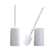KMAKII Toilet Brush and Holder Length Handle Plastic Toilet Bowl Brush Set -Ergonomic,Sturdy,Deep Cleaning,Durable Bristles for Bathroom Toilet(White and Gray 2 Pack)