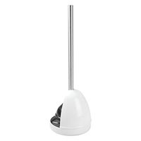 InterDesign Forma Toilet Plunger and Hideaway Holder for Bathroom Storage - White/Brushed Stainless Steel
